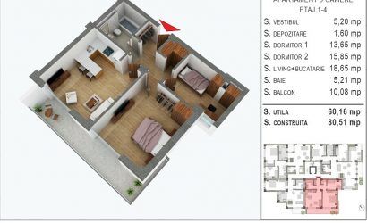 Constanta, Faleza Nord, Ap 3 camere, disponibl la et 1, 2, 3 si 4 Solid Residence Maior Sofran